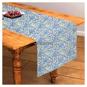 Custom Made 100% Cotton Fabric Hand Block Printed Table <b>Runners</b> For Home & Hotels In Floral Design For Wedding Events Home Decor - Product Image 1