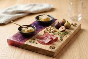 Planche à fromage en résine, planche à découper en bois et résine époxy pour cuisine, planche de service en bois de hêtre - Product Image 3