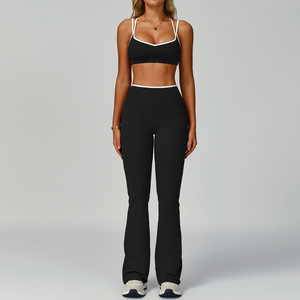 Sportswear Manufacturer Fitness Clothing <b>Short</b> Solid Sports Tank Top Mid Waist Leggings Quick Dry Yoga Wear 2 Piece Gym Fitness - Product Image 3