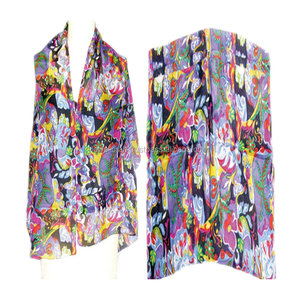 Écharpe châle légère unie pour femme, idéale printemps-été, grande taille, imprimé floral en soie, élégante - Product Image 2
