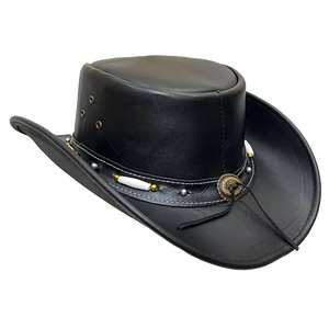 Sombrero de Vaquero Clásico para Exteriores en Cuero Genuino, Ajuste Cómodo, Sombrero de Vaquero de Cuero - Product Image 1