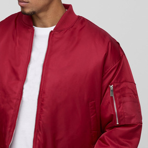 Blouson bomber rouge pour homme, décontracté, avec fermeture éclair, col montant, coupe classique, en polyester, pour l'automne - Product Image 3