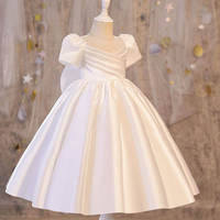 Robe de Soirée Tutupetti de Luxe en Satin Uni à Col Rond pour Filles de 1 à 12 Ans, Longueur Thé, Écologique, Respirante et Élégante
