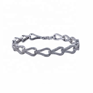Pulsera de Plata de Ley 925 con Diamantes Personalizados de Moda Italiana, Pulsera con Dijes Minimalistas Ajustables con Piedras de Circonia Cúbica para Mujer - Product Image 2