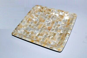 ถาดเสิร์ฟไม้แกะสลักลายดอกไม้ ถาดกลมตกแต่งสำหรับตกแต่งบ้าน - Product Image 4