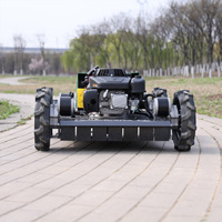 Mesin Pemotong Rumput Bensin Remote Control 500mm dengan Ban Pneumatik 4WD untuk Barisan Kebun Sempit