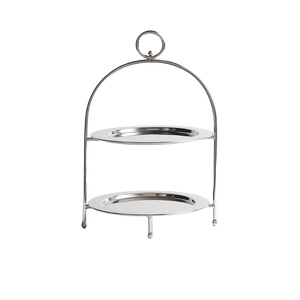 Platos y recipientes redondos de acero inoxidable, soporte de dos niveles para tartas, para decoración de mesa en fiestas de aniversario y Navidad - Product Image 1