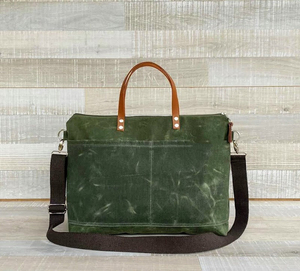 Sac fourre-tout en cuir et toile à fermeture ouverte, broderie, imperméable, pour voyage, travail, shopping, sac à bandoulière, grande capacité LCTB-0076 - Product Image 3