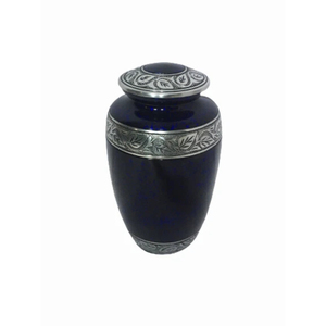 Urne funéraire moderne en métal poli gravée à la main avec couvercle, qualité supérieure, pour cendres humaines adultes. - Product Image 1