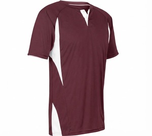 Maillot de baseball unisexe rouge à manches courtes, col en V, boutonnage frontal, anti-humidité, respirant, écologique, coupe classique, color-block - Product Image 6