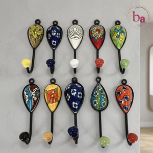 Handmade Ceramic Wall <b>Hooks</b> Set of 10 Vintage Eco-Friendly Self-adhesive Multi Color <b>Coat</b> Hangers <b>Decorative</b> <b>Hooks</b> for Home Use - Product Image 1