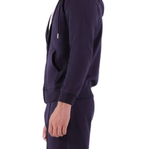 Sweat à capuche zippé bleu marine personnalisé avec logo pour femme, en molleton épais, avec cordon de serrage, style streetwear, vente en gros - Product Image 4