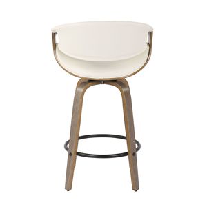 Set di 2 sgabello da bancone moderno sinfonia della metà del secolo in legno grigio chiaro ed ecopelle bianca per i mobili della sala da pranzo - Product Image 5