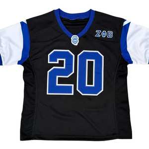 Camiseta Deportiva de Fútbol Americano Negra Zeta Phi Beta para Mujer, Bordado Azul, Apliques, Corte Holgado, Poliéster, Manga Corta - Product Image 1