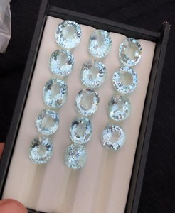 Lot de pierres précieuses d'aigue-marine naturelle, tons blanc et bleu, excellente taille, clarté impeccable, pierres brutes pour bijoux - Product Image 3