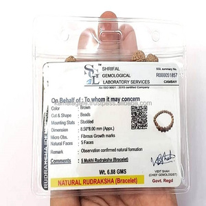 Gemstone 8 mm Rudraksha 5 Mukhi Beaded <b>Bracelet</b> with Certified <b>Healing</b> Pattern Unique Religious <b>Bracelets</b> - Product Image 1