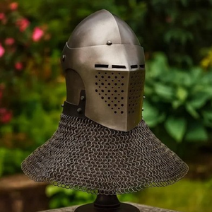 Casque de chevalier médiéval avec visière à coupe transversale et aventail en maille, disponible à prix de gros - Product Image 3