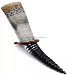 Handmade <b>Drinking</b> Horn with Wooden <b>Stand</b> for Traditional Ceremonies Viking Gatherings and Decorative Use by Artisan Craft - Product Image 3
