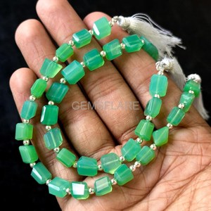 Natural Chrysoprase Faceted Tumble Gemstone Beads Wholesale Chrysoprase Loose Nuggets Beads 5x7-6x8MM 8 Inch For Jewelry Making - Product Image 5