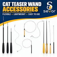 Aifei Accessoire de jeu pour chat, baguette de chat en PVC avec fil d'acier, manche en bois, tige télescopique à deux ou trois sections