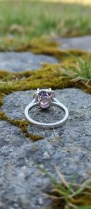 แหวนรูปปีกประดับมุกน้ำจืดและอเมทิสต์ทำมือสำหรับเด็กในงานแต่งงาน ตัวเรือนเงินแท้ 925 ประดับคริสต์เชียนเพฟเซ็ตติ้ง - Product Image 5