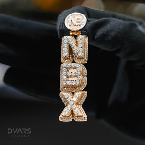 Pendentif en argent 925 certifié VVS Moissanite, lettre personnalisée verticale, bicolore, style hip-hop, luxe glacé - Product Image 3