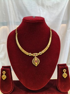 Indian 18K Gold Plated Brass Women's Trendy Lock Design Micro Insert Necklace <b>Set</b> Engagement Anniversary Wedding Party Jewelry - Product Image 3