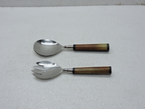 Juego de utensilios de mesa elegantes de acero inoxidable con mango de resina para servir ensaladas, para cocinas gourmet, tiendas de artículos para el hogar e importadores. - Product Image 4