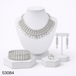 Elegante Juego de Collar y Pendientes de Mujer con Diseño de Hoja, Chapado en Oro y Circonitas, Cadena de Cuerda de 16 Pulgadas, Modelo 53087 - Product Image 5