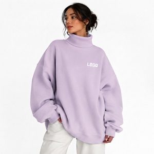เสื้อสเวตเชิ้ตคอเต่าผู้หญิงสไตล์ใหม่ ใส่สบาย ทรงหลวม ผ้าถักขนนุ่ม ดีไซน์ OEM แบบกำหนดเอง ไม่หดตัว เสื้อคลุมแบบสวมหัว - Product Image 1