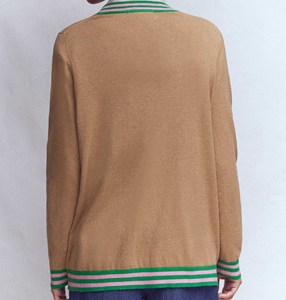 Cárdigan transpirable con cuello en V para hombre, con botones, a rayas, estilo universitario, para la universidad y la moda urbana. - Product Image 6