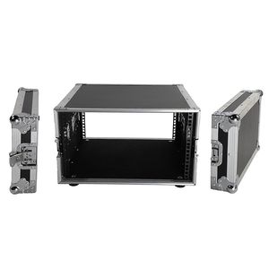 Armadio per Attrezzature DJ a Singolo Strato 6U con Doppia Porta, Nero e Argento, 19 Pollici, per Sistemi da Palco - Product Image 2