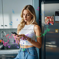 Service d'impression personnalisée : Aimant de réfrigérateur musical avec couvercle transparent, aimant vierge à coller, aimant de réfrigérateur photo DIY, haut-parleur Bluetooth musical