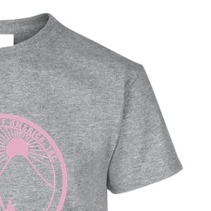 Camiseta Heather Gray de manga corta con cuello redondo y estampado gráfico rosa, ropa informal para el día a día, ropa cómoda para la calle - Product Image 5