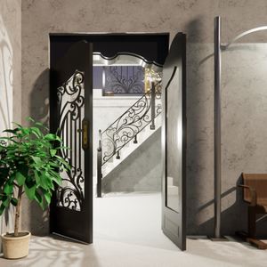 Portes d'entrée en fer forgé de qualité supérieure avec design extérieur en acier robuste pour maisons élégantes, au design raffiné. - Product Image 2