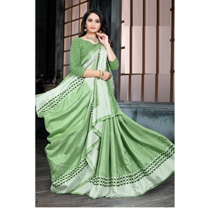 Sari de Seda de Otoño con Estampado Digital Artístico Moderno de la Mejor Calidad para Mujer, con Protección Solar, Secado Rápido, para Bodas, Festivales y Fiestas - Product Image 1