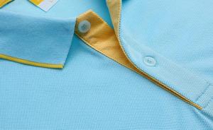 Men's <b>Light</b> <b>Blue</b> Short Sleeve for <b>Shirt</b> Front Yellow Collar Cuffs Solid Color Casual Breathable Anti-Wrinkle 100% Cotton Pique - Product Image 2