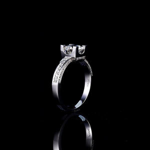 Bague de fiançailles classique plaquée or 14 carats avec diamant de laboratoire vintage, unisexe, sertie griffe, alliance éternité, bijoux - Product Image 1