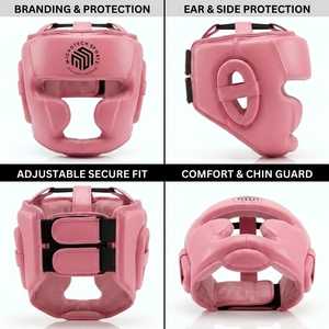 Professional Pink Synthetic Leather Boxing <b>Head</b> Guard - Full Face Sparring Headgear for MMA Muay Thai <b>Training</b> - Custom Logo OEM - Product Image 2