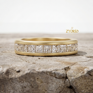 Bague de Fiançailles et Alliance Éternité de Luxe en Argent 925 avec Diamant de Laboratoire Taille Princesse, Sertissage Griffe, pour Femme et Homme - Zyorio - Product Image 2