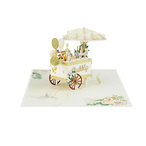 Carte pop-up 3D créative pour boisson de mariage, faite à la main, thème boisson pour célébration de mariage, vente en gros - Product Image 5