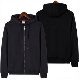 Sudadera con Capucha Roja para Hombre, Cierre de Cremallera, Color Sólido, Estilo Casual, Tejido de Punto, Corte Regular, para Otoño, con Bolsillos, 2027 - Product Image 2
