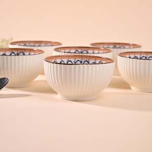 Ensemble de 6 bols en porcelaine Kairaus, écologiques, minimalistes, inspirés du jasmin, petits bols en céramique pour soupes et mélanges, pour cadeaux - Product Image 2