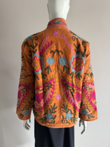 Floral Embroidered <b>Velvet</b> <b>Blazer</b> Mandarin Collar Autumn Women's Jacket Handmade Boho Chic Style Vintage <b>Velvet</b> Suzani Jacket - Product Image 1