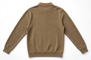 Suéter Rosa de Manga Larga para Hombre, Tejido de Felpa, Algodón y Spandex, Cuello con Botones, Casual, Transpirable, 220g, Jersey con Logotipo Personalizado en la Parte Delantera - Product Image 2