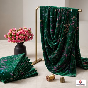 Tissu en velours imprimé à la feuille métallisée multicolore sur mesure, vêtements de luxe, textile de maison, fabricant de tissus personnalisés OEM ODM - Product Image 3