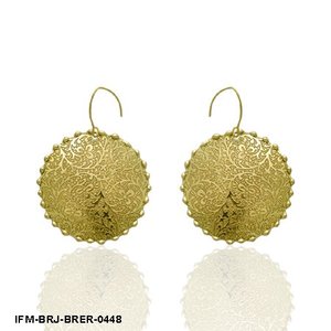 Pendientes de latón con grabado floral artesanal de Sockdolager Belle Trendy, detalles dorados en forma de gota de rocío, acabado pulido radiante, para mujer, KENWAY - Product Image 1