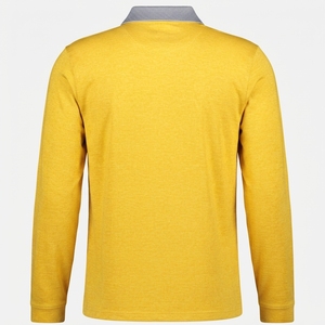 Polo Básico de Manga Larga para Hombre con Bolsillo, Corte Regular, Cuello con Cierre, para Uso Diario, Polo Casual de Mezcla de Algodón - Product Image 2
