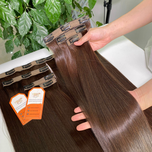 คลิป Remy คุณภาพสูง 100% ในการต่อผมมนุษย์สีน้ําตาลทําจากผมดิบเวียดนาม - Product Image 1