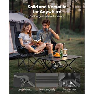 Chaise de camping double surdimensionnée pour deux personnes, robuste, supporte jusqu'à 660 lb, avec deux porte-gobelets, porte-verre à vin, sac de transport inclus - Product Image 4